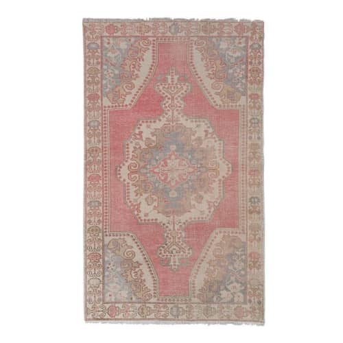 Vintage Pale Turkish Oushak Rug - Designer Carpet | Area Rug in Rugs by Vintage Pillows Store. Item composed of fiber
