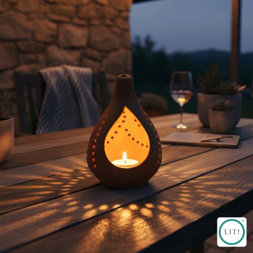 Drova Handmade Terracotta Tealight Holder (Pack of 2) | Candle Holder in Decorative Objects by Lit Lamps - Sustainable Mindful Lighting