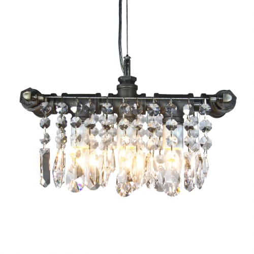 Industrial Three Bulb Chandelier Pendant | Chandeliers by Michael McHale Designs. Item composed of metal and glass