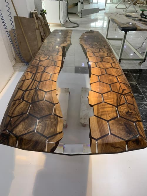 Epoxy Dining Table - Resin Table - Wood Resin Table | Tables by Tinella Collection. Item composed of wood & synthetic