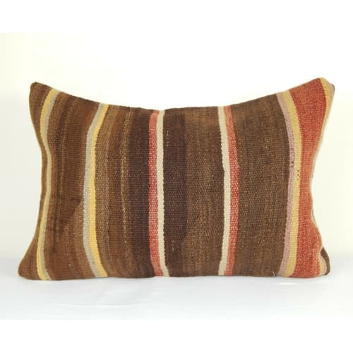 Turkish Tribal Decorative Kilim Lumbar Pillow Case, Couch | Sham in Linens & Bedding by Vintage Pillows Store. Item made of cotton with fiber