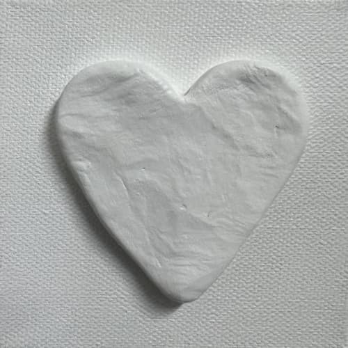 White Heart 4" x 4" | Mixed Media in Paintings by Emeline Tate. Item made of canvas with synthetic