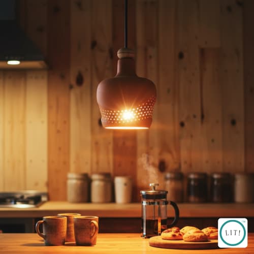 Lunea Terracotta Pendant Lamp | Pendants by Lit Lamps - Sustainable Mindful Lighting. Item works with contemporary & asian style