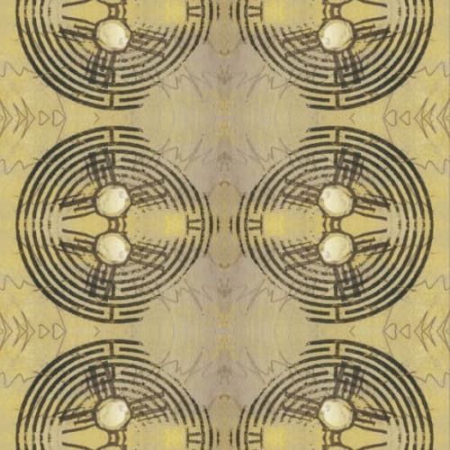 Labyrinth, Wax | Fabric in Linens & Bedding by Philomela Textiles & Wallpaper. Item made of linen