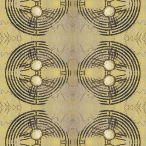 Labyrinth, Wax | Fabric in Linens & Bedding by Philomela Textiles & Wallpaper. Item made of linen