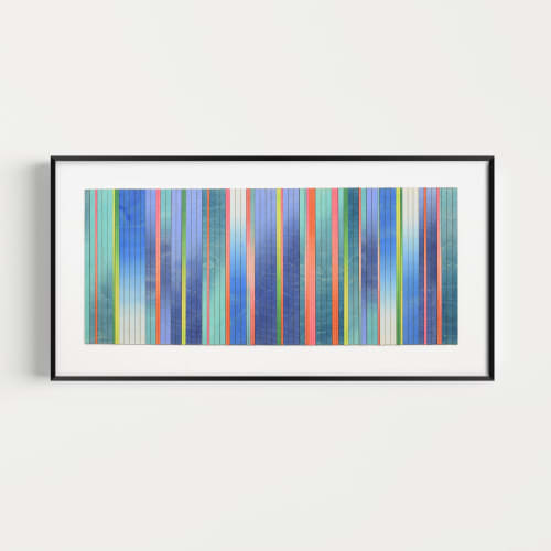 Irregular Stripe Colour Study Painting, Landscape Blue Ombre | Mixed Media in Paintings by Amelia Coward