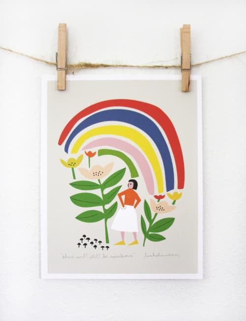 There Will Still Be Rainbows Print | Prints by Leah Duncan. Item made of paper works with mid century modern & contemporary style