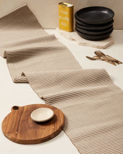 Ridges Runner - Dove | Table Runner in Linens & Bedding by MINNA