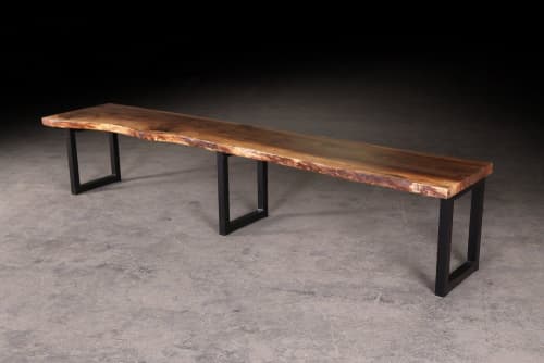 Live Edge Walnut Bench | Benches & Ottomans by Urban Lumber Co.. Item composed of walnut and steel