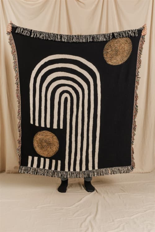 Blackrainbow Throw | Linens & Bedding by PAR  KER made. Item composed of cotton and fiber in boho or mid century modern style