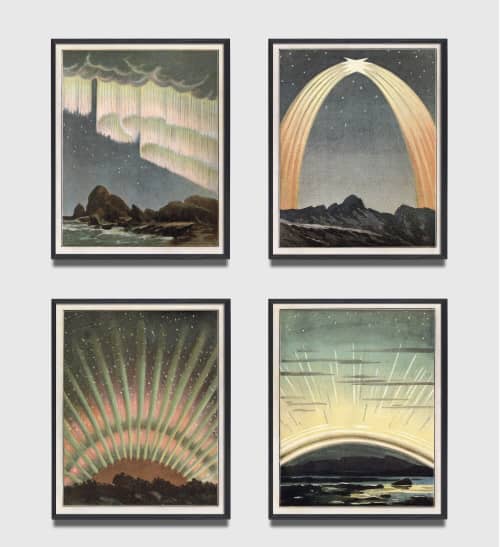 Art Deco Gallery Wall Set, Aurora Borealis | Prints by Capricorn Press. Item made of paper works with boho & contemporary style