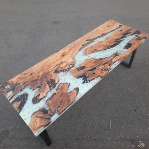 Custom White Epoxy Resin Table by Ironscustomwood Wescover Tables