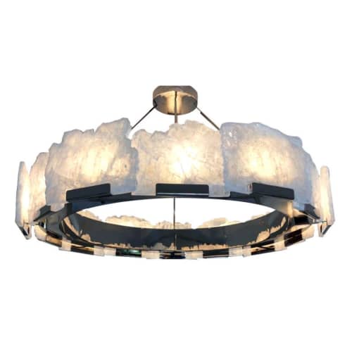 Alan Mizrahi QZ1205 Halo Titan Selenite Rock | Chandeliers by Alan Mizrahi Lighting Design