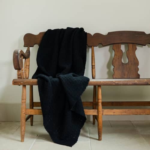 Black Remnants of Chanel Half Blanket 59x99 | Throw in Linens & Bedding by Vantage Design