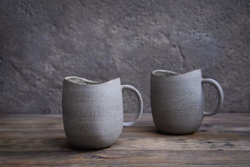 Mug with handle "Simplicity" 450 ml- organic natural shape | Drinkware by Laima Ceramics. Item composed of stoneware in minimalism style