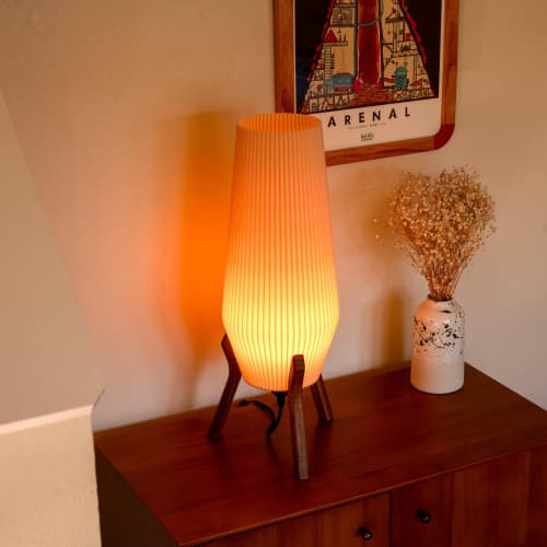 Mid Century Lamp: Retro Inspired Table Lamp, Handmade Bedside Nightstand Light, Warm Ambient Glow | Lamps by Spacecraft Furnishing