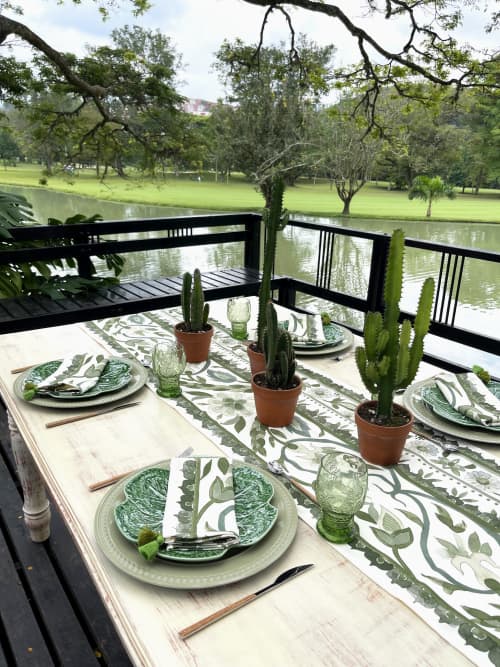 Jade Table Runner | Linens & Bedding by OSLÉ HOME DECOR. Item composed of fabric