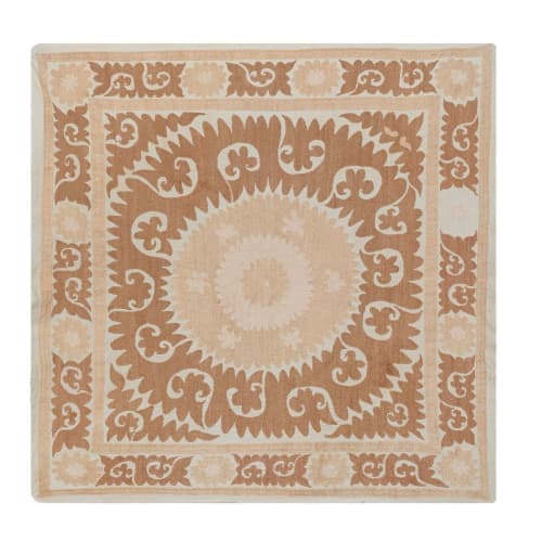Suzani Wall Hanging Decor - Camel Suzani Table Cloth - Uzbek | Table Runner in Linens & Bedding by Vintage Pillows Store