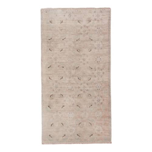 Mid Century Pastel Turkish Karapinar Rug with Modern Design | Area Rug in Rugs by Vintage Pillows Store. Item made of cotton