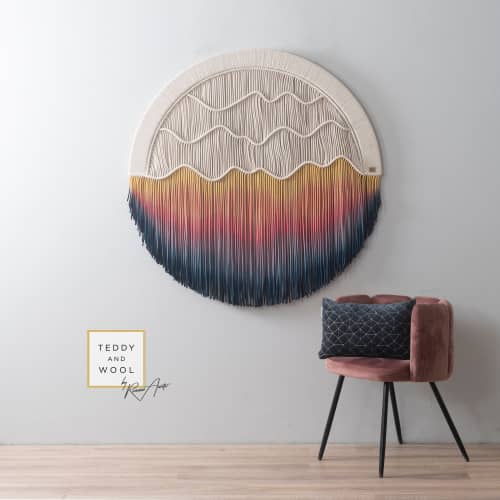 Circular Fiber Art Collection - AURORA | Macrame Wall Hanging in Wall Hangings by Rianne Aarts. Item made of fiber