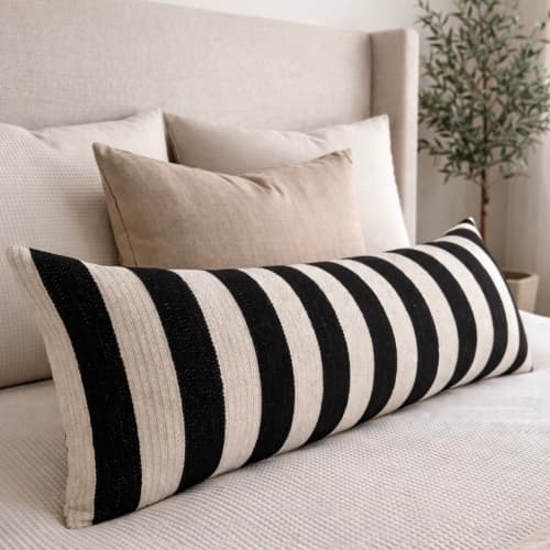 Pelham Oversized Lumbar Pillow Cover — Striped Chenille in B | Pillows by Busa Designs