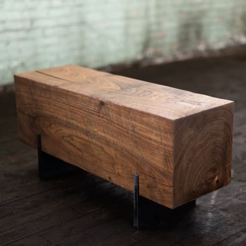 Razor Beam Bench in Walnut Reclaimed Wood Bench by Alabama Sawyer
