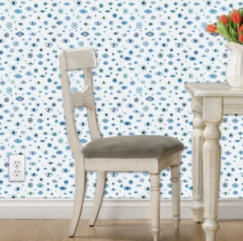 Evil Eye Wallpaper | Wall Treatments by Neon Dunes by Lily Keller. Item composed of fabric & paper
