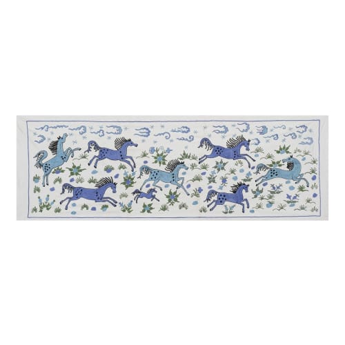 Tashkent Suzani Animal Silk Tablecloth Case Made from a 19th | Linens & Bedding by Vintage Pillows Store