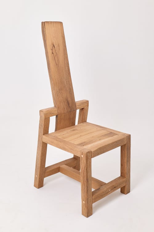 Massive Oak Armchair, Rustic, Burnt Wood, Black, Charred, Handmade | Chairs by Logniture