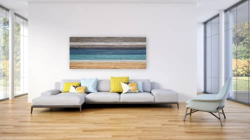 Beachscape: Gradient wood wall art | Wall Sculpture in Wall Hangings by Craig Forget. Item composed of wood in mid century modern or contemporary style