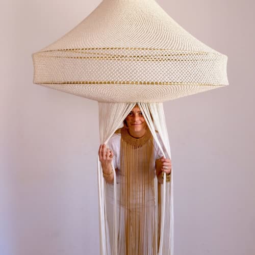 Loubna Macrame Lamp - Beige | Pendants by Hamimi