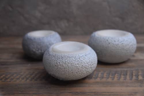 Textured lava crater glazed stoneware home decor, classic | Candle Holder in Decorative Objects by Laima Ceramics. Item made of stoneware works with minimalism style