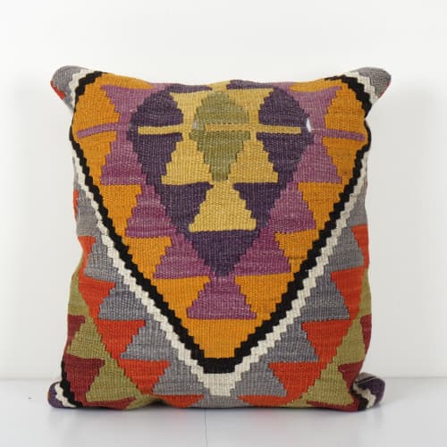 Turkish Kilim Pillow, Geometrical Diamond Kilim Cushion Cove | Pillows by Vintage Pillows Store