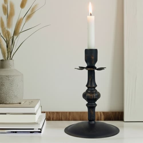 Corolla Candlestick | Handcrafted Metal Flower Design Candle | Candle Holder in Decorative Objects by Edecra