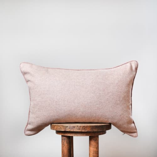 Coral & Cream Diamond Wool with Welt Lumbar Pillow 16x24 | Pillows by Vantage Design