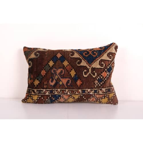 Muted Turkish Oushak Rug Pillow Copper Cover, Faded Kurdish | Cushion in Pillows by Vintage Pillows Store