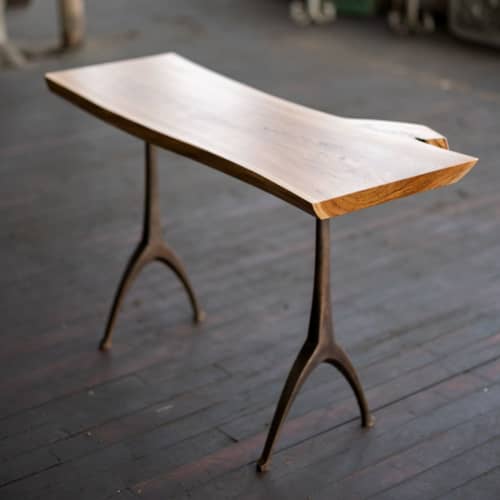 Live Edge Urban Wood + Cast Bronze Console Table | Lakehouse | Tables by Alabama Sawyer. Item made of wood