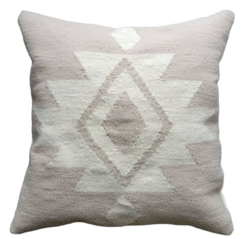 Beige Bella Handwoven Wool Decorative Throw Pillow Cover | Cushion in Pillows by Mumo Toronto. Item composed of wool