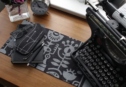 Table Runner Merino Wool Felt Living Laboratory Charcoal | Linens & Bedding by Lorraine Tuson