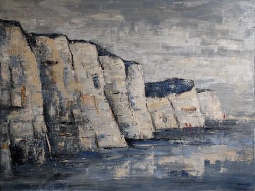 Falaises / Cliffs | Oil And Acrylic Painting in Paintings by Sophie DUMONT.. Item made of canvas works with contemporary & coastal style
