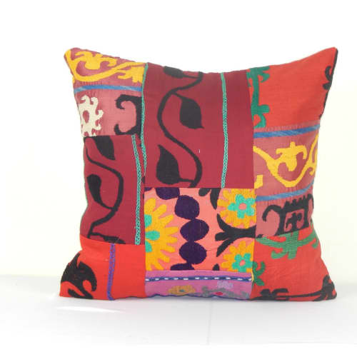 Vintage Turkish Handmade Large Patchwork Cushion, Flat-Weave | Pillows by Vintage Pillows Store