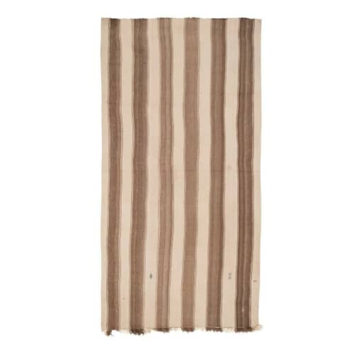 Brown Striped Turkish Hemp Kilim Rug 5'10" X 11'3" | Area Rug in Rugs by Vintage Pillows Store. Item made of cotton with fiber