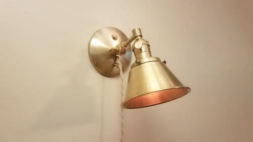 Plug in Adjustable Wall Sconce - Industrial Decor Lighting | Sconces by Retro Steam Works. Item made of brass works with industrial & modern style