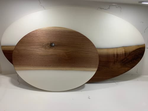 Walnut Epoxy Oval Charcuterie Board | Serveware by Good Wood Brothers. Item made of walnut with synthetic