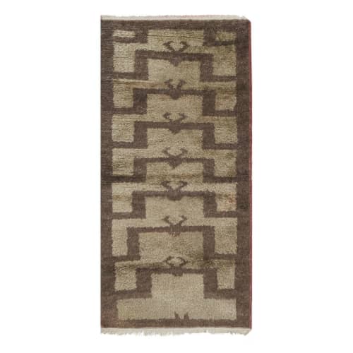 Vintage Brown Shaggy Turkish Tulu Runner | Runner Rug in Rugs by Vintage Pillows Store. Item composed of cotton and fiber
