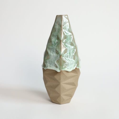 Oblique Slender in Coral Green | Vase in Vases & Vessels by by Alejandra Design. Item composed of ceramic