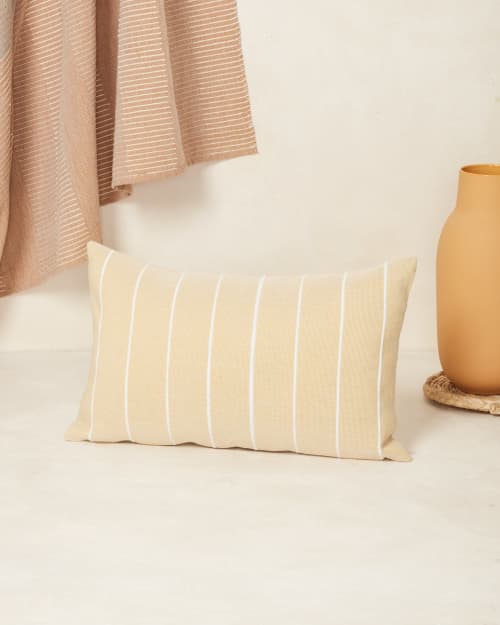 Recycled Stripe Lumbar Pillow - Lemon | Pillows by MINNA