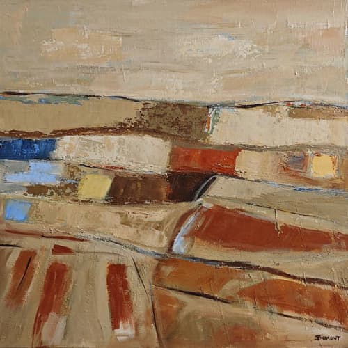 Terres d'éclaircie | Oil And Acrylic Painting in Paintings by Sophie DUMONT.. Item made of canvas works with contemporary & modern style