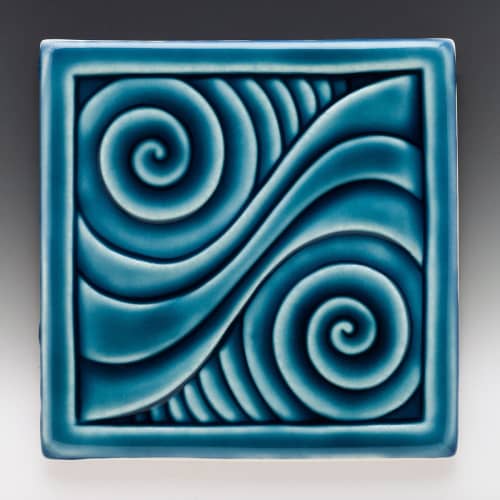 Double Swirl Tile | Tiles by Lynne Meade. Item composed of marble