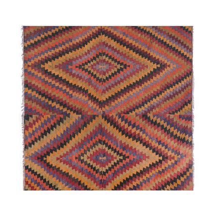 Vintage Diamond Oversize Turkish Kilim Rug 9'7'' X 10' | Area Rug in Rugs by Vintage Pillows Store
